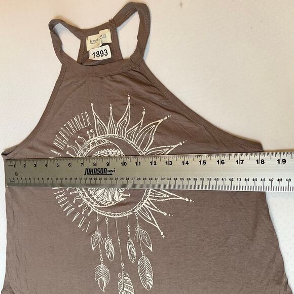 French Pastry Los Angeles Women Blouse size L Brown Sleeveless Dream Catcher - Picture 2 of 7